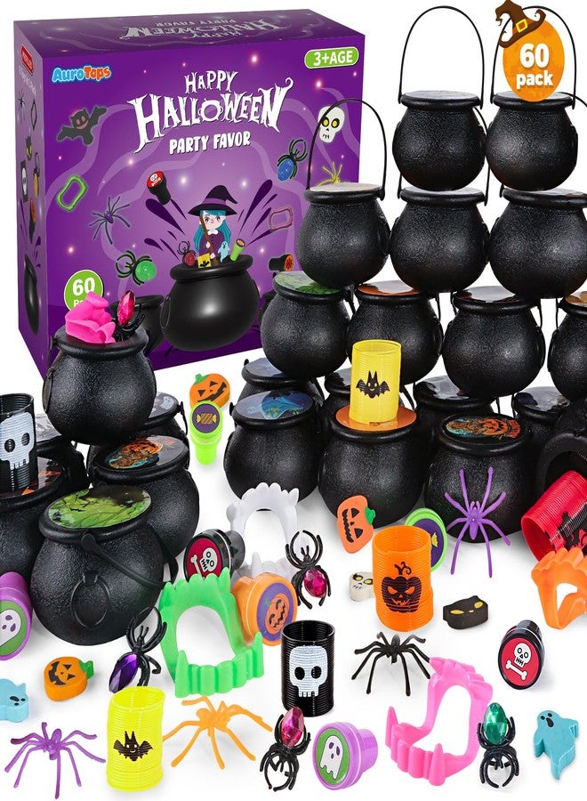 AuroTops Halloween Party Favor for Kids,60 Pack Prefilled Mini Witch Cauldron Halloween Miniatures Toys in Bulk Gifts,Trick or Treat Toys for Kids Prizes School Classroom Rewards Party Supplies - Image 1